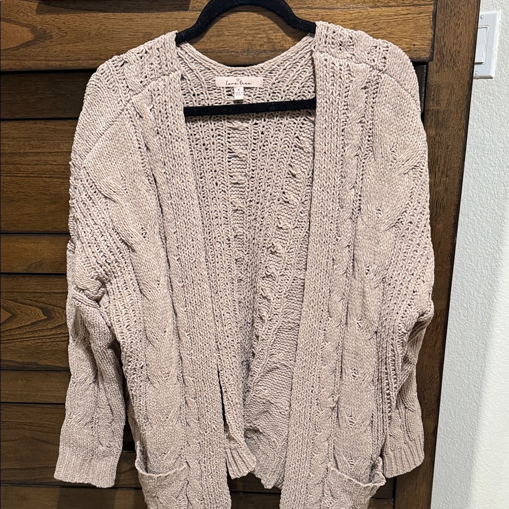 Love Tree Taupe Cable Knit Cardigan